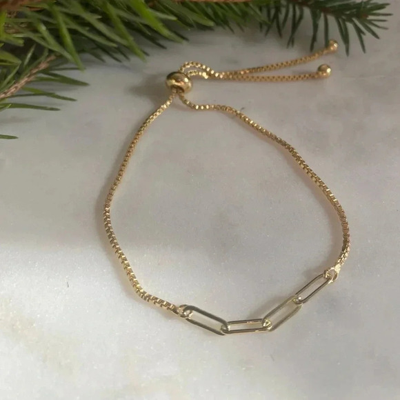Gold Plated Dainty Adjustable Bracelet - Picture 1 of 2